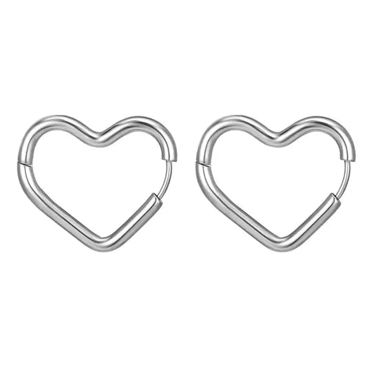 Thy Heart Daily Essentials Heart Hoops (Silver Finish)