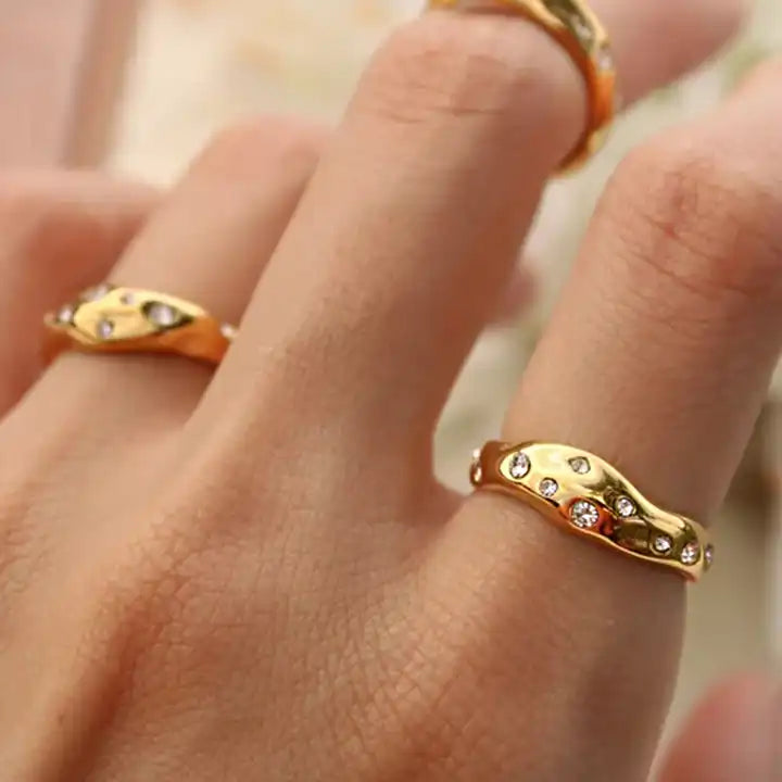 Celia Zircon Inlaid Irregular Ring